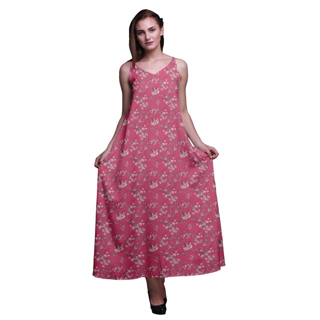 Bimba Robe Longue pour Femmes en Rayonne à Imprimé Floral Chic Bohème d'Été Maxi de Plage - Très Petit