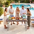 thumbnail image 2 of FDW 4 FT Picnic Table Folding Table Plastic Table,Ratten, 2 of 7