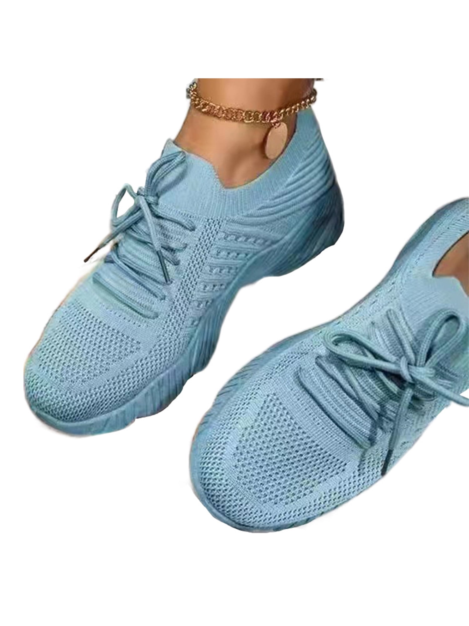 Innerwin Womens Sneakers Sport Running Shoe Mesh Comfort Athletic Shoes Knit Upper Walking Light Blue 8.5