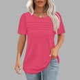 thumbnail image 2 of Yanlir T-Shirt Décontracté pour Femme à Col Rond Uni à Manches Courtes, Hauts de Mode Printemps et Été 2025, T-Shirt Basique Doux à Col Rond, Vêtement Léger pour le Travail et la Plage (Rose Vif,), 2 of 6