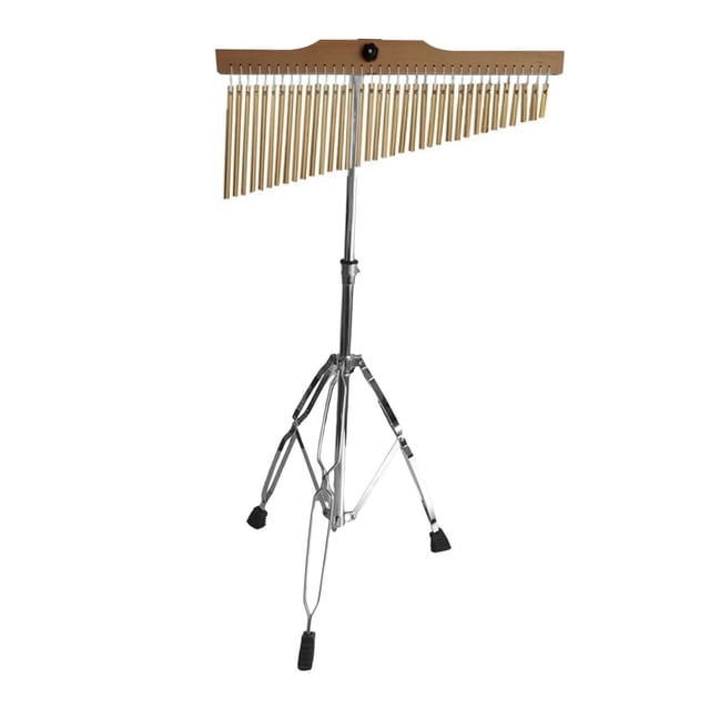 Yinanstore 36 Bar Chimes Musical Instrument Practice Performance with Mounting Stand Percussion Instrument for Gifts Friends New Year Gold White