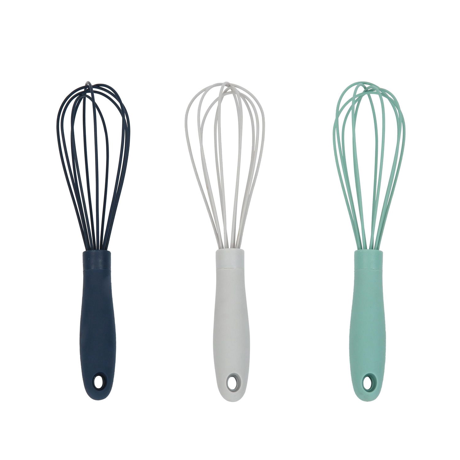Fouet en silicone Mainstays 9,5" - Ustensile de cuisine haut de gamme en bleu sarcelle, bleu et gris