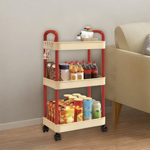 Amzcrzy Plasti C Trolley Kitchen Storage Cart 3-Layer Black with Armrests Storage Rack Bathroom Toilet Toiletries Storage Cart Organization and Storage Dorm Room Essentials Room Decor Home Decor