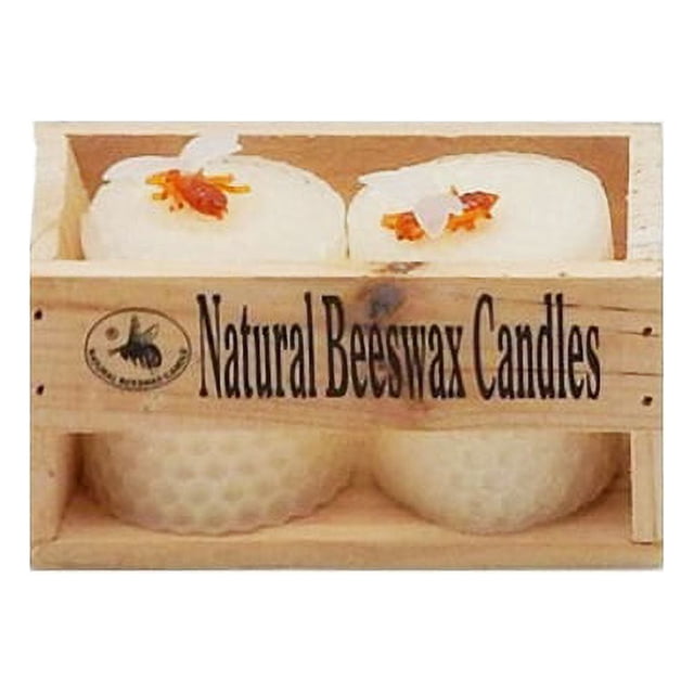 Green Pasture Cire d'Abeille Petit Pilier 2 Pcs Bougie Blanche