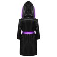thumbnail image 2 of Alvivi Enfants Garçons Robe de Boxe Art Martial Muay Thaï Uniforme Manches Longues Kick Boxe Robe à Capuche Ensembles Noir&Violet B 10, 2 of 5