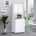 thumbnail image 2 of HOMCOM Modern Kitchen Cupboard Storage Organizer Microwave Cabinet, White, 2 of 10