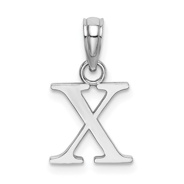 Diamond2Deal 14K White Gold Block Letter X Initial Pendant for Women