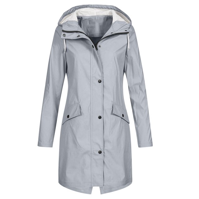 Kcodviy Chandail à Capuchon Pluie Long Vestes Unies Décontracté pour Femmes Manteau Veste Femme Extérieur Veste Femme Grande Taille Couleur Coupe-Vent Manteau Femme