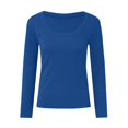 thumbnail image 4 of WEIYLL Tops Women U Neck Lace Long Sleeve Loose Solid Blue Top Sizes XXXL, 4 of 5