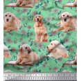 thumbnail image 1 of Soimoi Polyester Crepe Fabric Floral,Book & Golden Retriever Dog Print Fabric by The Yard 52 Inch Wide, 1 of 3