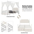 thumbnail image 4 of Homfa Queen Size Canopy Bed Frame, 2 Storage Drawers Metal Platform Bed with Button Tufted Upholstered Headboard, Canopy Bed Curtain Not Included, Beige, 4 of 7