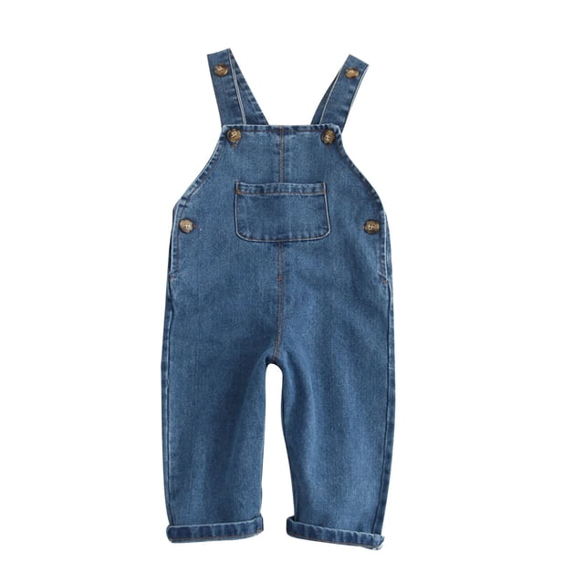 Toddler Girls 3-14Years Jumpsuit & Rompers Big Kid Bib Overalls Denim Pants Navy
