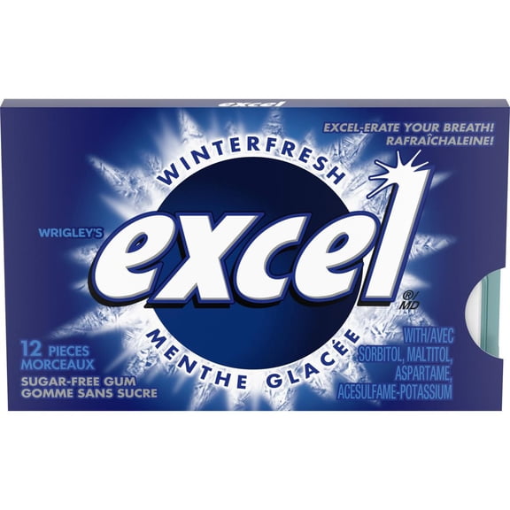EXCEL, Winterfresh Flavoured Sugar Free Chewing Gum, 12 Pieces, 1Pack