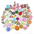 thumbnail image 1 of Coofit 50PCS Wood Button Decorative Cute Cartoon Pattern DIY Craft Button Sewing Button, 1 of 6