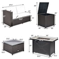 thumbnail image 2 of Gymax 5PCS Patio Rattan Furniture Set Fire Pit Table w/ Cover Storage Cushion Beige, 2 of 10