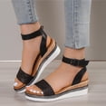 thumbnail image 1 of Mefallenssiah Women'S Slope Heel One Line Buckle Mules Middle Heel Slippers Roman Sandals, 1 of 7