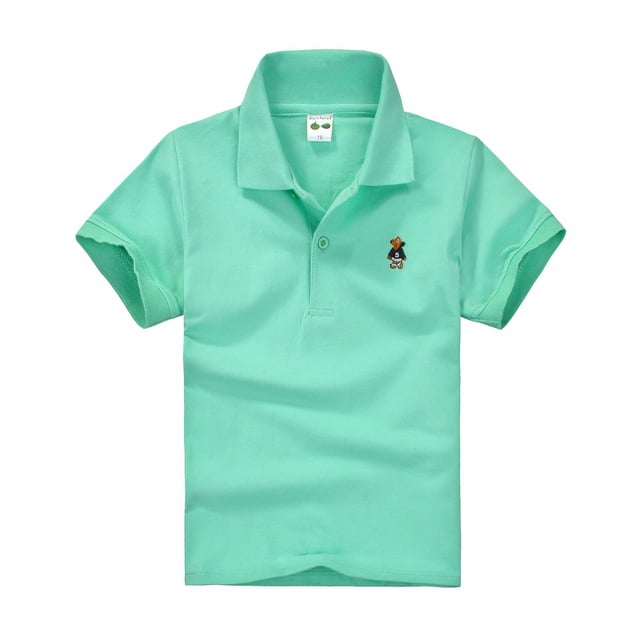 Toddler Boys Polo Shirt Mint Green Uniform Shirts for Boys Short Sleeve Toddler Shirts Graduation Polo Shirts Rugby Button Down Shirt 18-24 Months Boys Outfit