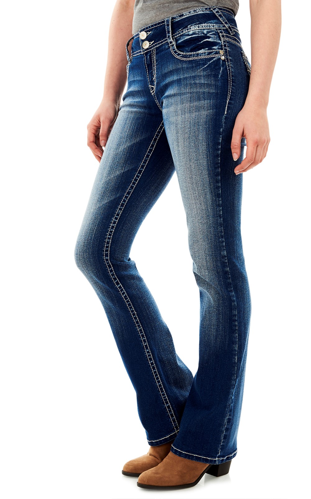 WallFlower Jeans Luscious Curvy Coupe Bottillon Taille Mi-Haute Insta Extensible Juniors pour Femmes (Standard et Plus)