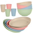 thumbnail image 1 of XmhyTop-A Ensemble de 12 Assiettes de Souper - Ensembles de Vaisselle pour Repas en Famille, Ensemble de Vaisselle de Cuisine en Paille de Blé, Service pour 4, Multicolore A, 1 of 5
