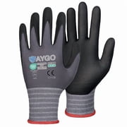 KAYGO Safety Work Gloves MicroFoam Nitrile Coated, 3 Pairs KG18NB, 13‑gauge Seamless Knit Nylon Glove for Men and Women, Ideal for Automotive, Warehouse, Construction, Gray, S
