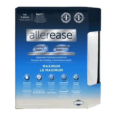 AllerEase Maximum Mattress Cover Protector Full- Zippered, Waterproof, Allergen Barrier