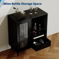 thumbnail image 4 of Modern Black Wine Bar Cabinet with Tempered Glass Door – Integrated Wine Glass Rack, Drawers, Spacious Storage – Freestanding Buffet Sideboard for Home, Kitchen, Dining, Living Room – Color: Black, 4 of 7
