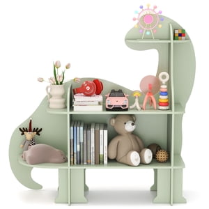 Gymax 3-Tier Dinosaur Kids Bookhelf Toy Storage Organisateur Plateau de livre Montessori