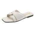thumbnail image 1 of DPTALR Women's Flat-heeled Square Sandals One-line Breathable Slippers, 1 of 4
