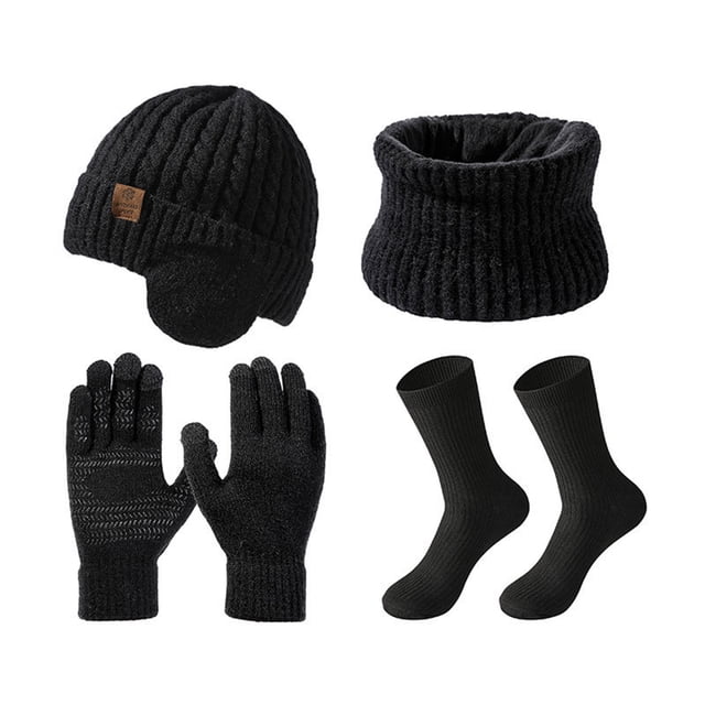 tamizeot Windproof Velvet Warm Knitted Hat Set Reliable Companion In Cold Available In Multiple Colors black