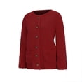 thumbnail image 4 of TIMIFIS Women’s Open Front Fleece Cardigan Button Long Sleeve Open Knitted Fleece Cardigan Outwear Sweater Coat Spring Fall Jackets Outerwear-RedFall/Winter, 4 of 6
