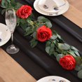 thumbnail image 4 of Chiffon Table Runner 28.4x120.1 Inches Sheer Wedding Runner Romantic Rustic Table Runner for Wedding Party Baby Shower Decorations,Black, 4 of 7