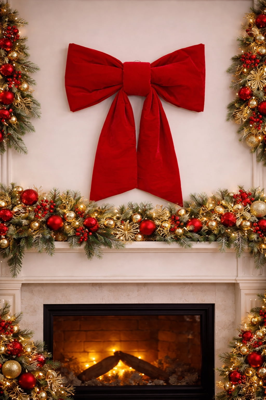 Holiday Time Red Velvet Jumbo Bow Décor, 28 Inches