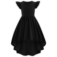 thumbnail image 4 of Robes pour Bébé Fille Enfants Fille Été Manches Charleston Robe Formelle Asymétrique Jupe Volantée Robe Évasée de Couleur Unie Robe pour Nouveau-Né Noir 10 Ans-12 Ans, 4 of 4