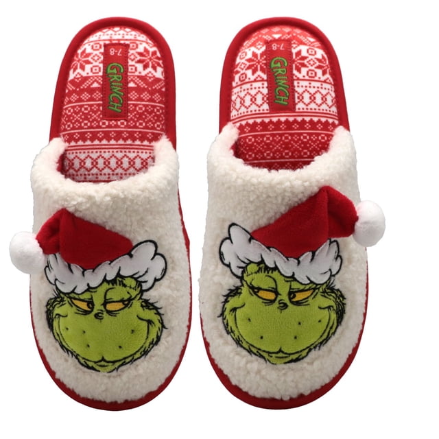 Ladies Grinch plush slippers.