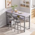 thumbnail image 3 of Stmoze 3 Pieces Bar Table Set with Storage Shelves, Faux Marble Tabletop Counter Height Bar Table with 2 Backrest Chairs, Dining Room Set for Kitchen Island, Pub, Cafe, Gray, 3 of 7