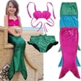 thumbnail image 2 of 3PCS Girl Kids Mermaid Tail Swimmable Bikini Set Bathing Suit Fancy Costume 3-9Year, 2 of 2