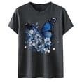 thumbnail image 4 of Hauts d'Été pour Femmes, T-Shirt de Sport Décontracté à Manches Courtes et Col Rond Imprimé, Gris Foncé TG, 4 of 4