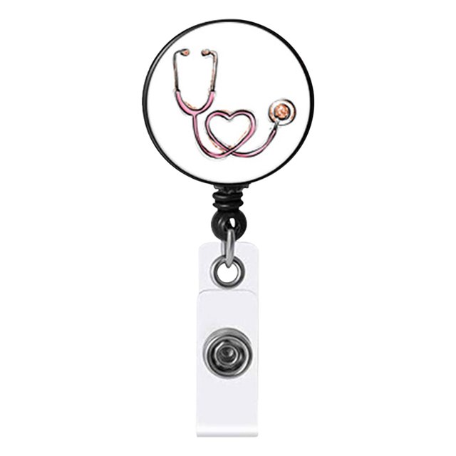Nurse Badge Buckle Love Stethoscope Easy-To-Pull Buckle Retractable Badge Easy-To-Pull Certificate Buckle