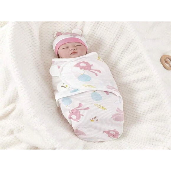 Lindbes 1 Ensemble Emmaillotage pour Nouveau-Né + Chapeau, Convient aux Bébés Garçons et Filles de 0 à 6 Mois, Tenue pour l'Hôpital et la Maison