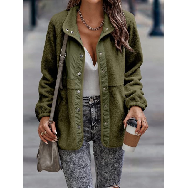 REDHOTYPE Veste à Boutons Manches Longues pour Femmes avec Poches