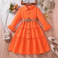 thumbnail image 2 of 2025 Girls Dress Fall Long Sleeve Tiered Flared Flowy Bphp Floral Midi Dresses Orange, 2 of 9