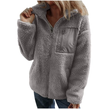 AherBiu Fleece Jacket Women Lightweight Winter Zip up Coat Trendy Casual Warm Soft Outerwear 2024 Clothes
