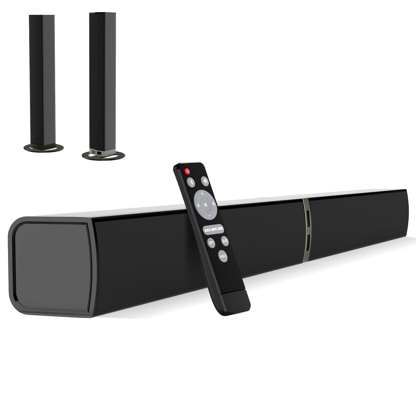 MZEIBO Sound Bar for Smart TV, 80W Bluetooth Soundbar 2 in 1 Detachable Design, Deep Bass, Home Theater Surround Sound, ARC/Optical/AUX Connections f