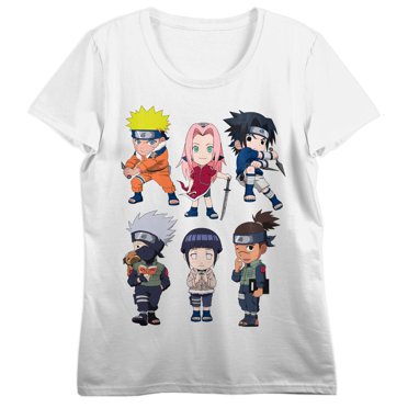 Naruto Chibi Team 6 Hinata & Iruka Womens White Crop Top T-Shirt