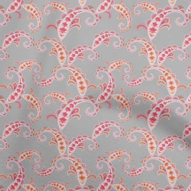 oneOone Velvet Light Gray Fabric Asian Paisley Sewing Craft Projects Fabric Prints By Yard 58 Inch Wide