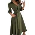 thumbnail image 1 of Fridja Femmes Occasionnels Bandage en Vrac Demi-Manche Solide V-Cou Robe Cheville-Longueur, 1 of 5