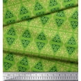 thumbnail image 3 of Soimoi Green Velvet Fabric Triangle Art Geometric Print Sewing Fabric Yard 58 Inch Wide, 3 of 5