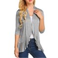 thumbnail image 3 of Cardigan Ouvert Léger Décontracté pour Femmes Manches 3/4 Col Ample à Volants, 3 of 5
