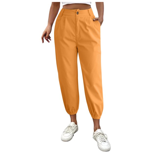 WEAIXIMIUNG Womens Dress Pants Straight Leg with Pockets Women's Solid Color Zipper Slacks with Angled Pockets
