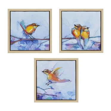 Ensemble de toiles artistiques encadrées avec oiseaux Olio de 17,05 x 17,05 cm, ensemble de 2, DesignOvation